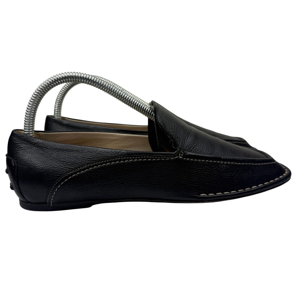 TOD'S Black Pebbled Leather Driving Loafers Gommino Made Italy  Women 37.5 / 7.5
